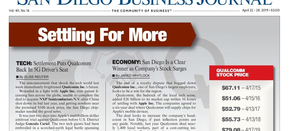 An image of a cover story for the San Diego Business Journal titled "Settling for More"